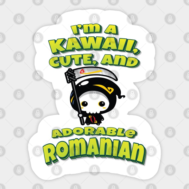 I'm A Kawaii, Cute, And Adorable Romania Grim Reaper Sticker by ProjectX23 Orange